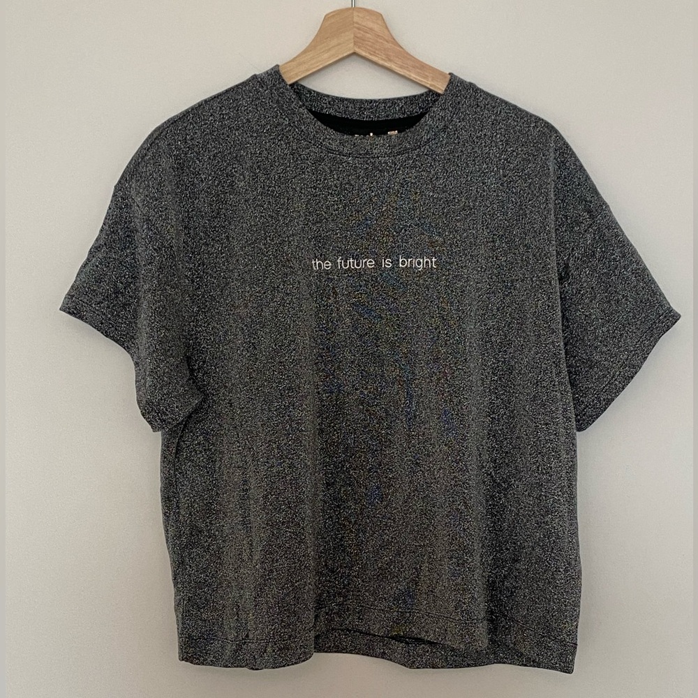 Reitmans Women’s Black Silver Graphic T-Shirt “The Future is Bright” Size Large